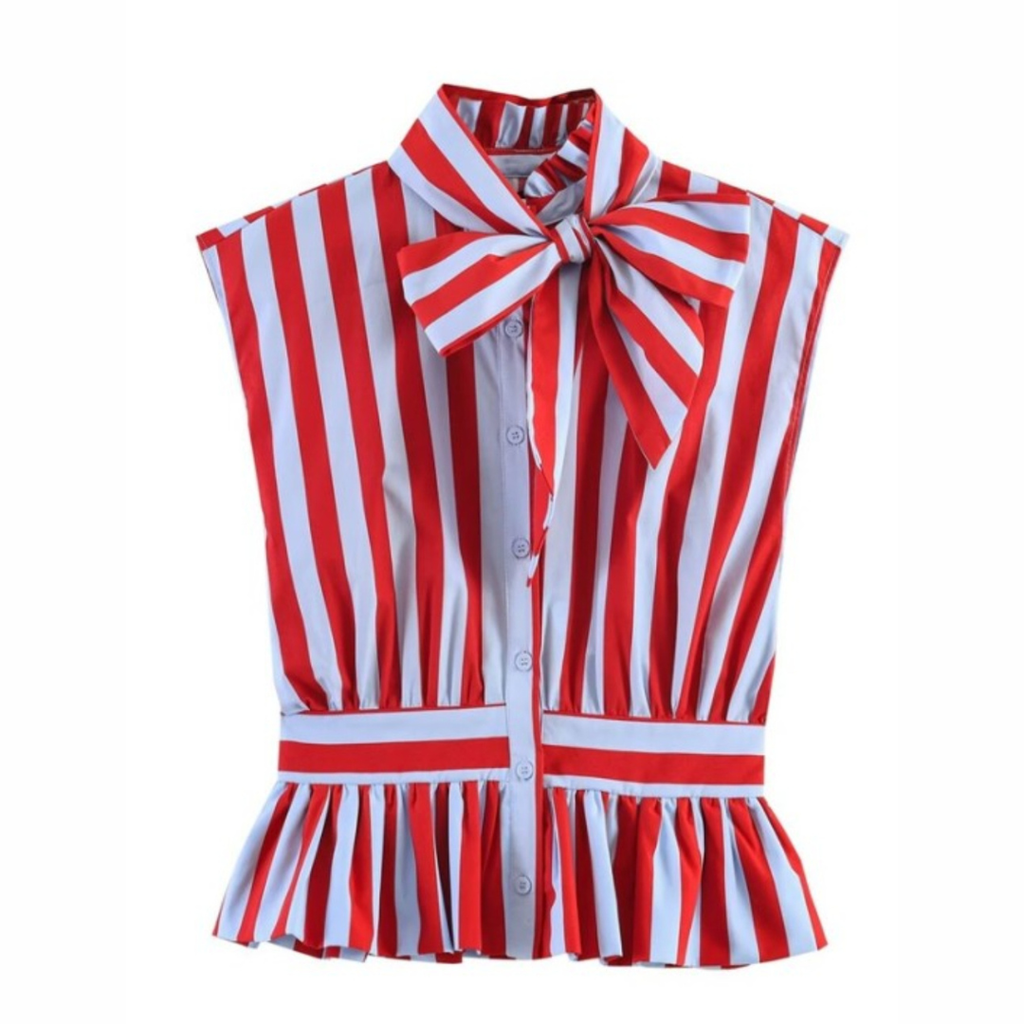 Striped Bow Tie Top