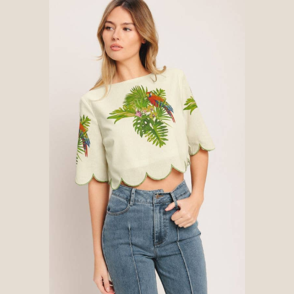 The Isla Tropical Scallop Crop Top
