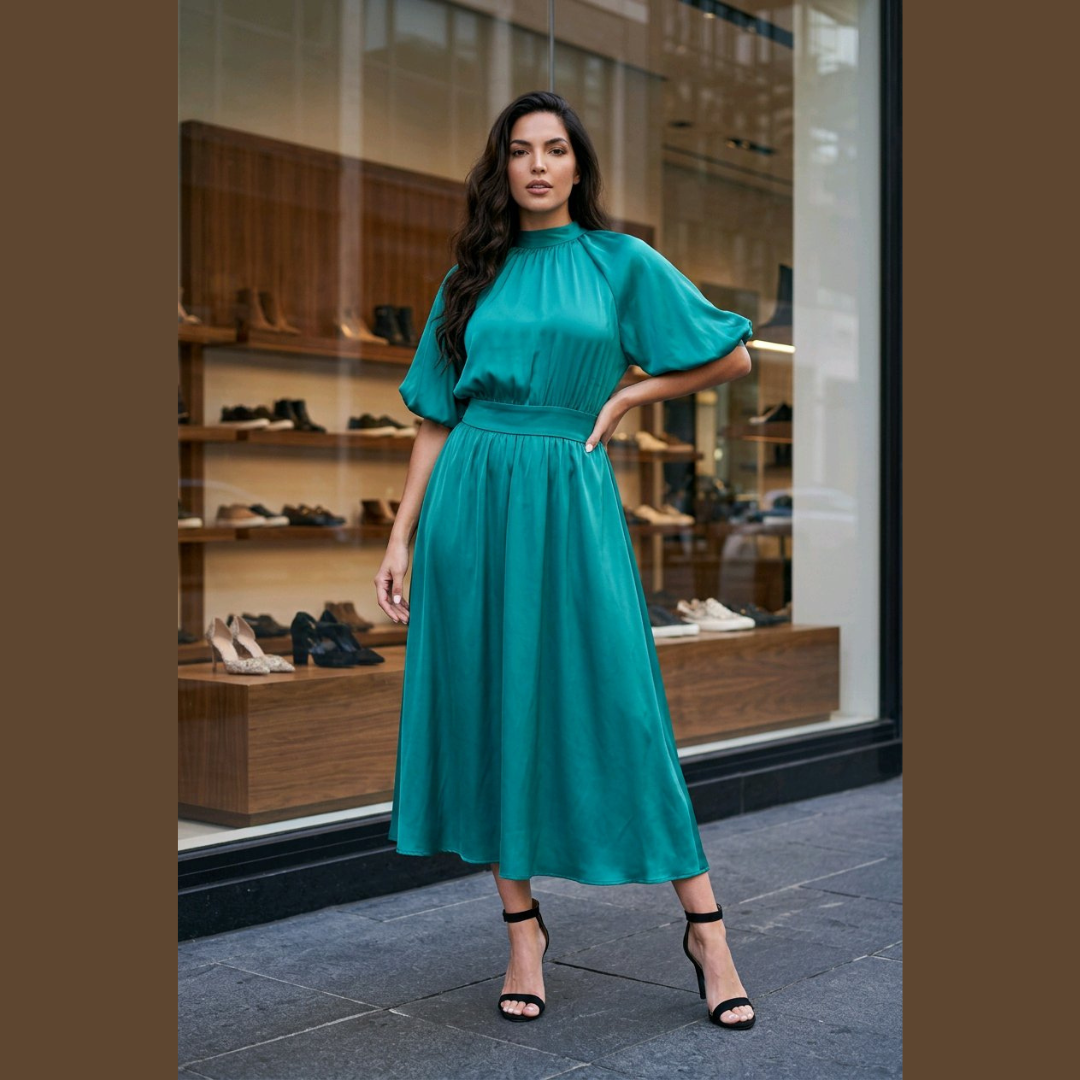 The Valentina Emerald Backless Midi Dress