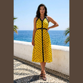 Golden Hour Polka Dot Midi Dress
