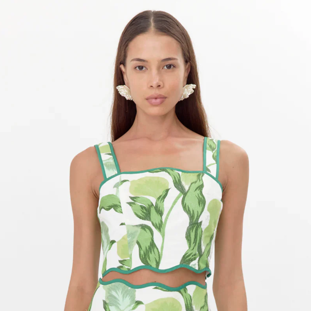 Tropical Muse Scallop Crop Top
