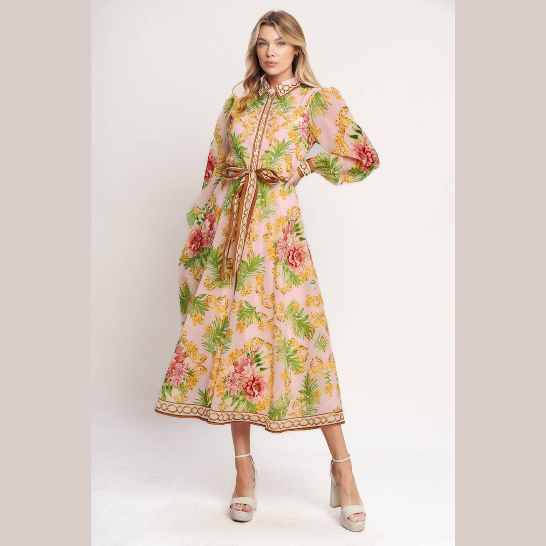 The Sofia Garden Print Midi Dress