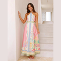 Sunset Riviera Halter Maxi Dress