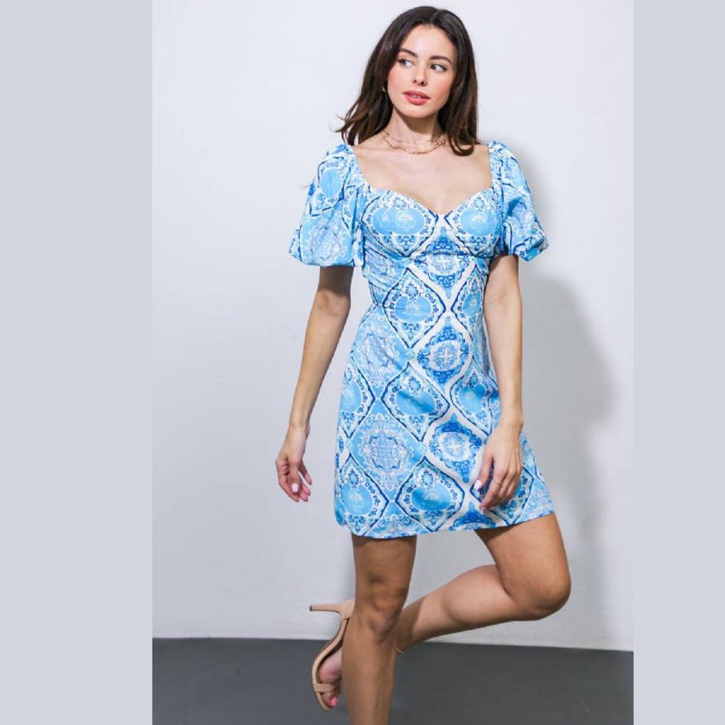 Azure Porcelain Mini Dress