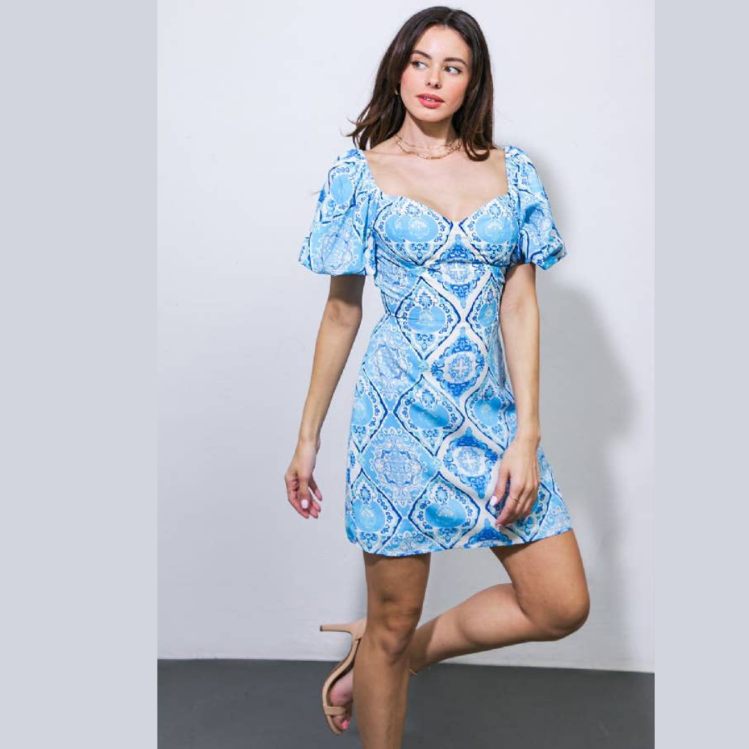 Azure Porcelain Mini Dress