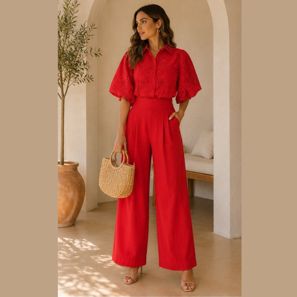 Scarlet Charm Eyelet Top