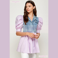 Lavender Muse Denim Peplum Top