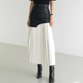 Noir Contrast Pleated Midi Skirt