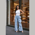 Cascade Ruffle Wide-Leg Jeans