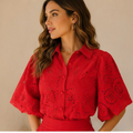 Scarlet Charm Eyelet Top