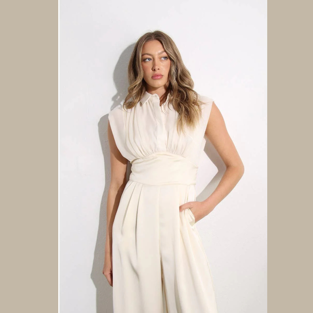 The Isabella Pleated Satin Jumpsuit