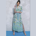 Mediterranean Garden Maxi Shirt Dress