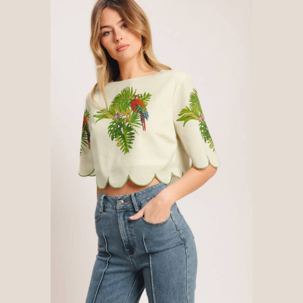 The Isla Tropical Scallop Crop Top