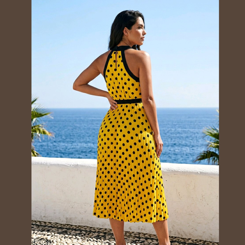 Golden Hour Polka Dot Midi Dress