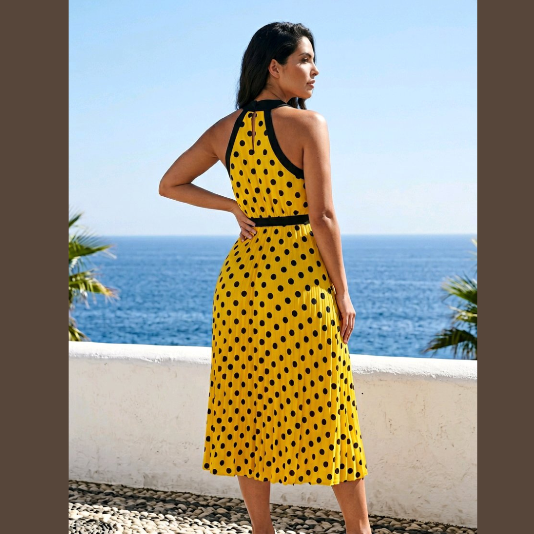 Golden Hour Polka Dot Midi Dress