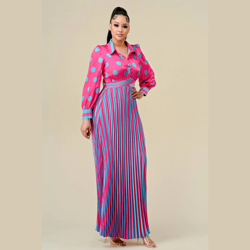 Candy Muse Pleated Maxi Dress
