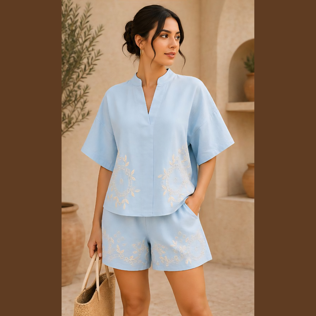 Blue Breeze Embroidered Set