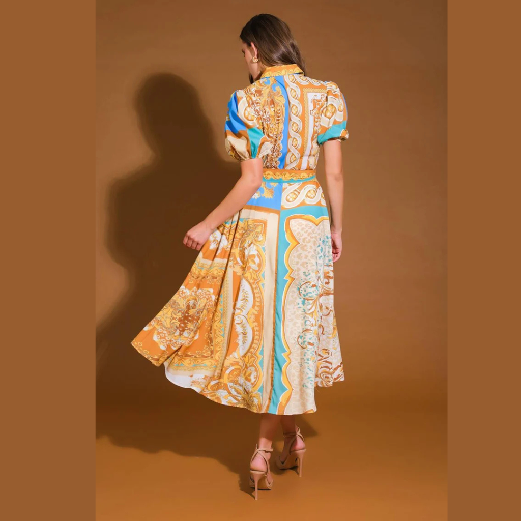 Santorini Luxe Printed Midi Dress