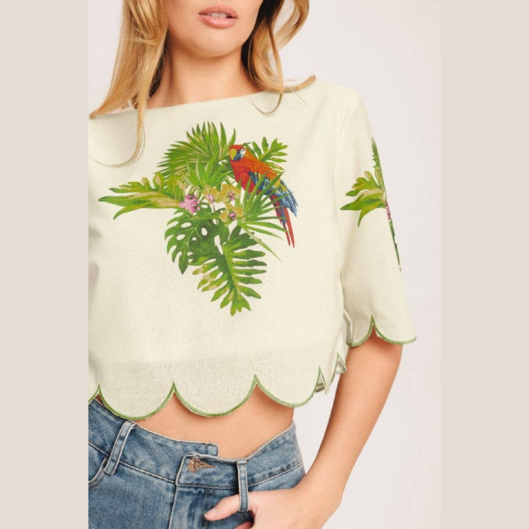 The Isla Tropical Scallop Crop Top