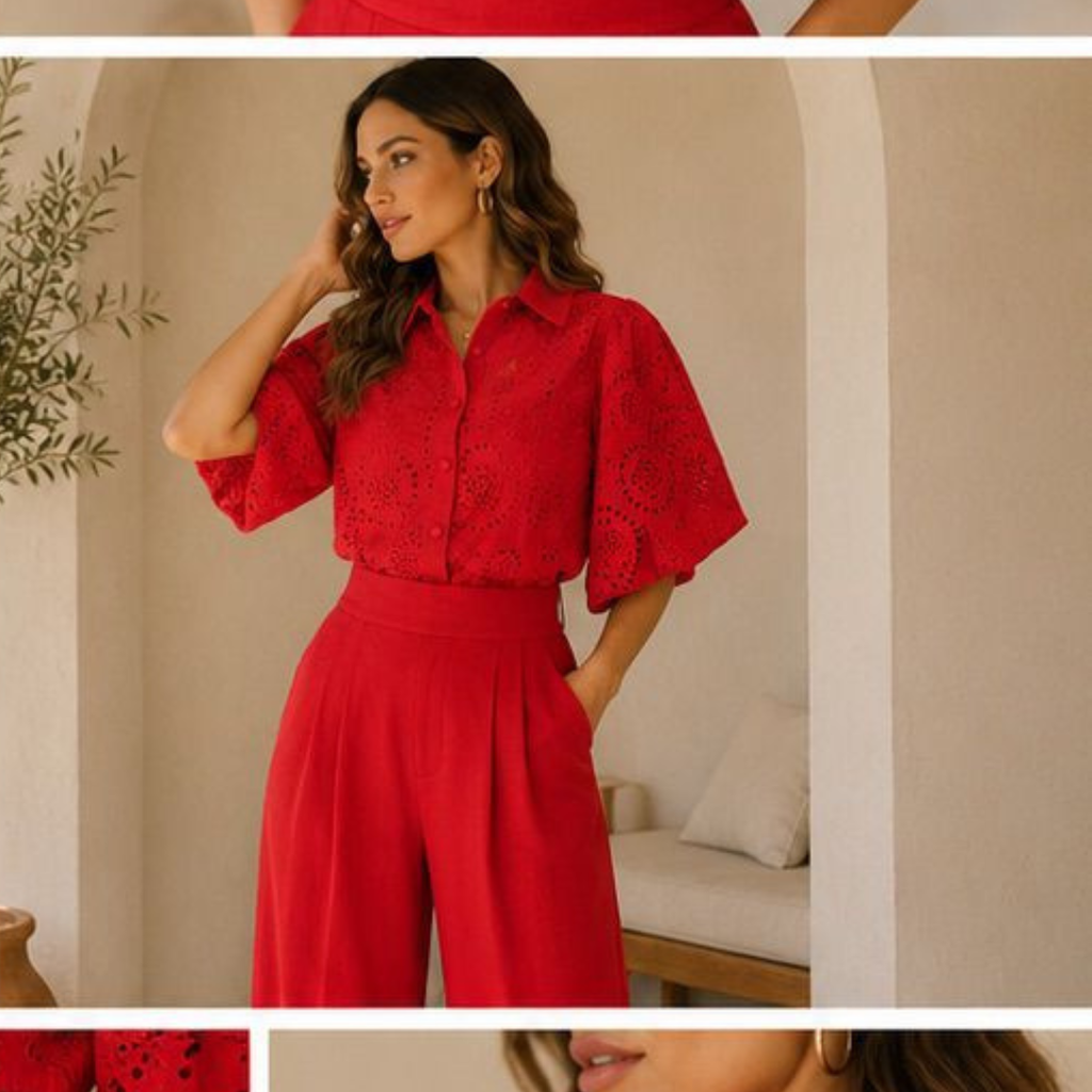 Scarlet Charm Eyelet Top