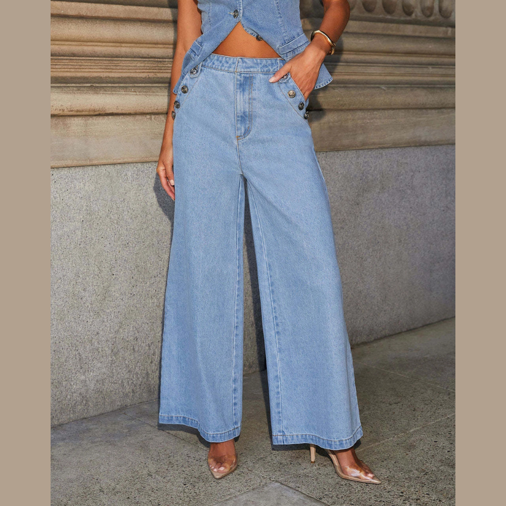 City Chic Denim Vest Set