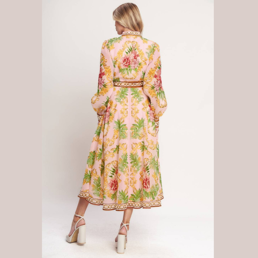 The Sofia Garden Print Midi Dress