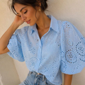Sky Blue Eyelet Top