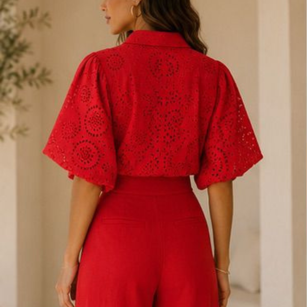Scarlet Charm Eyelet Top