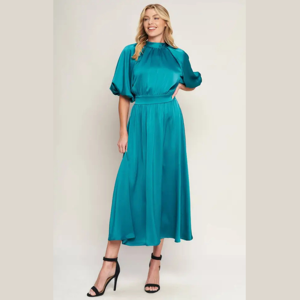 The Valentina Emerald Backless Midi Dress