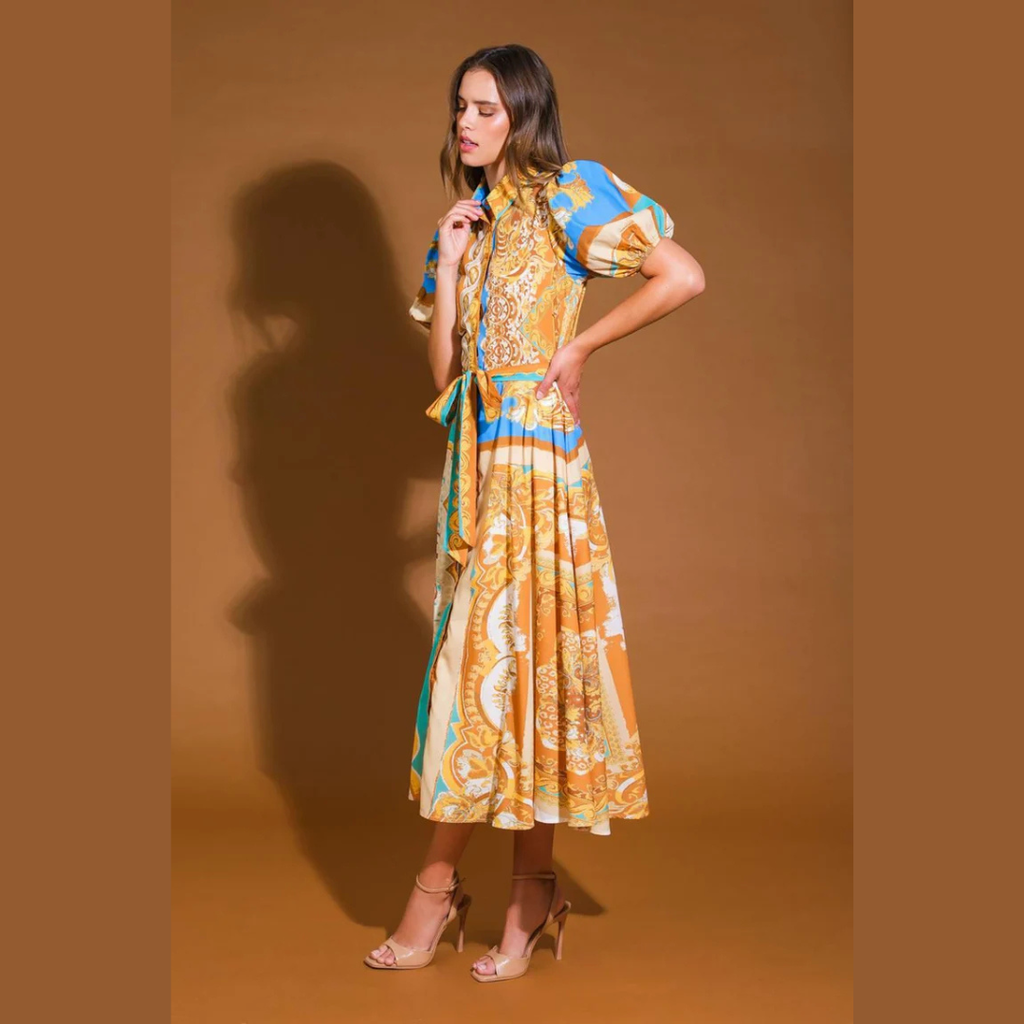 Santorini Luxe Printed Midi Dress