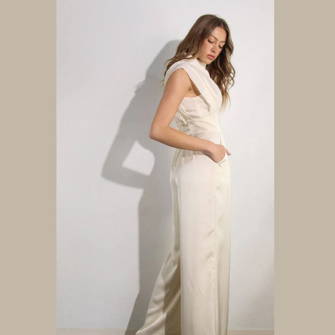The Isabella Pleated Satin Jumpsuit
