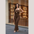Textured Petal Two-Piece Set Brown