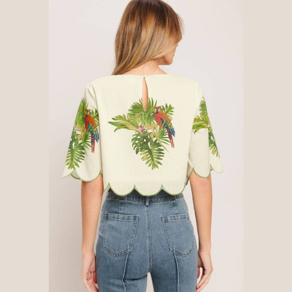 The Isla Tropical Scallop Crop Top