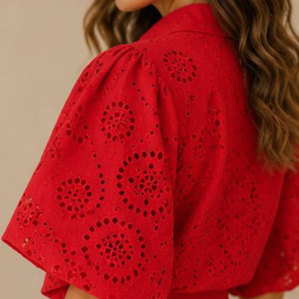 Scarlet Charm Eyelet Top