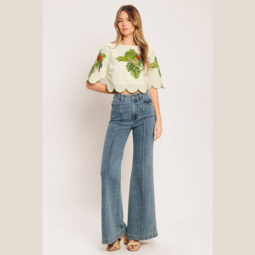 The Isla Tropical Scallop Crop Top