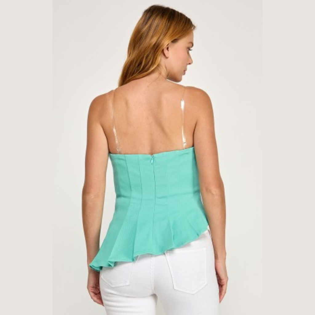 Mint Luxe Sculpt Metal Button Tube Top