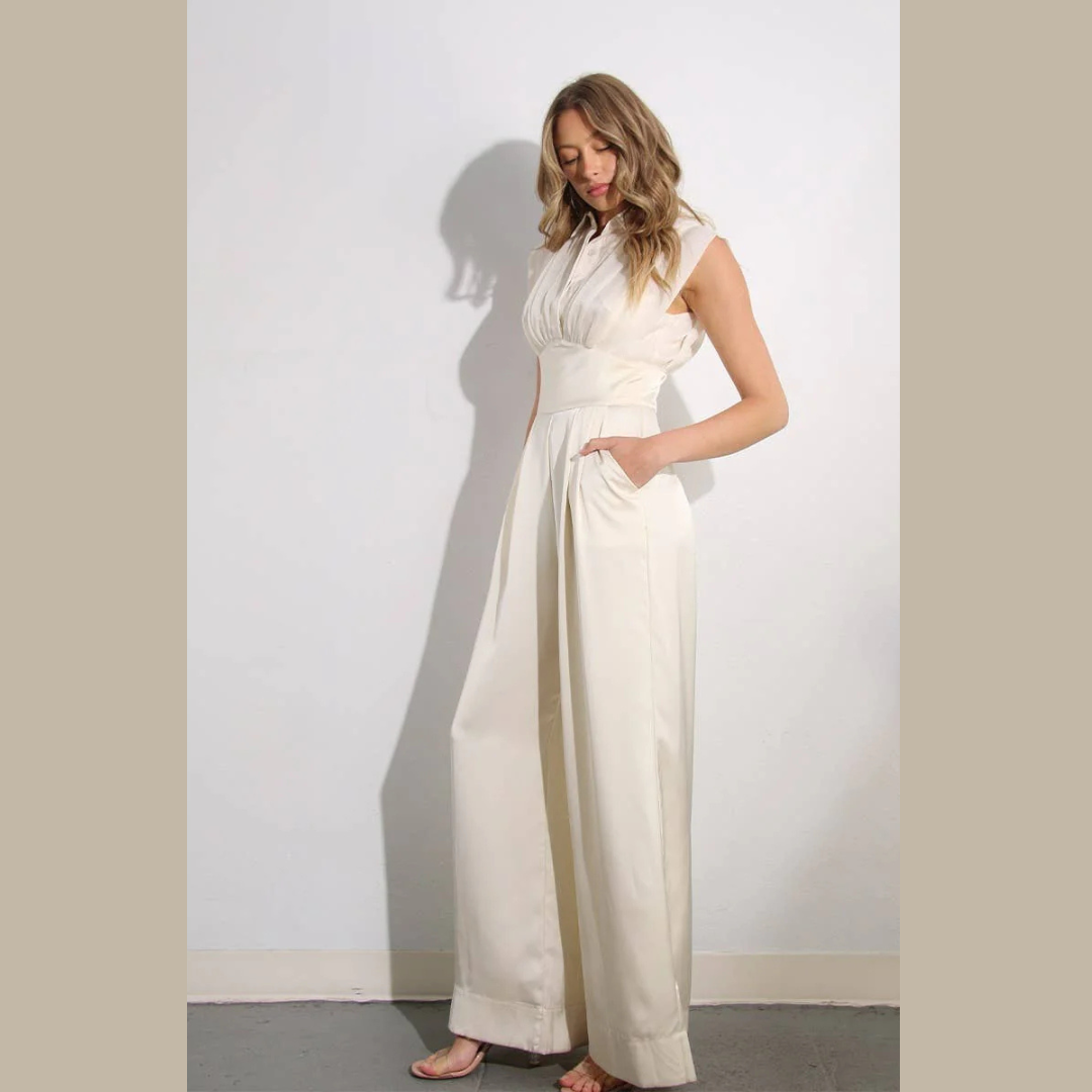 The Isabella Pleated Satin Jumpsuit