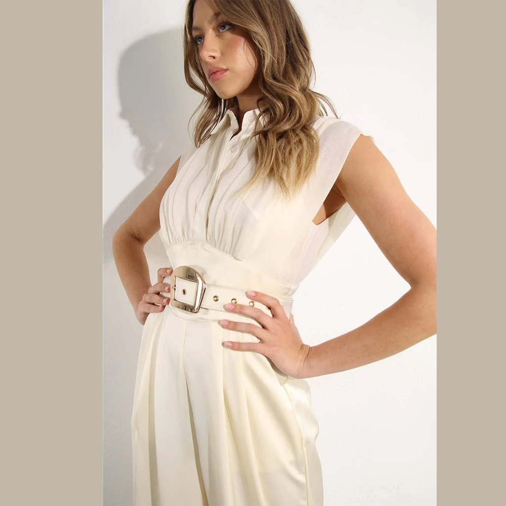 The Isabella Pleated Satin Jumpsuit