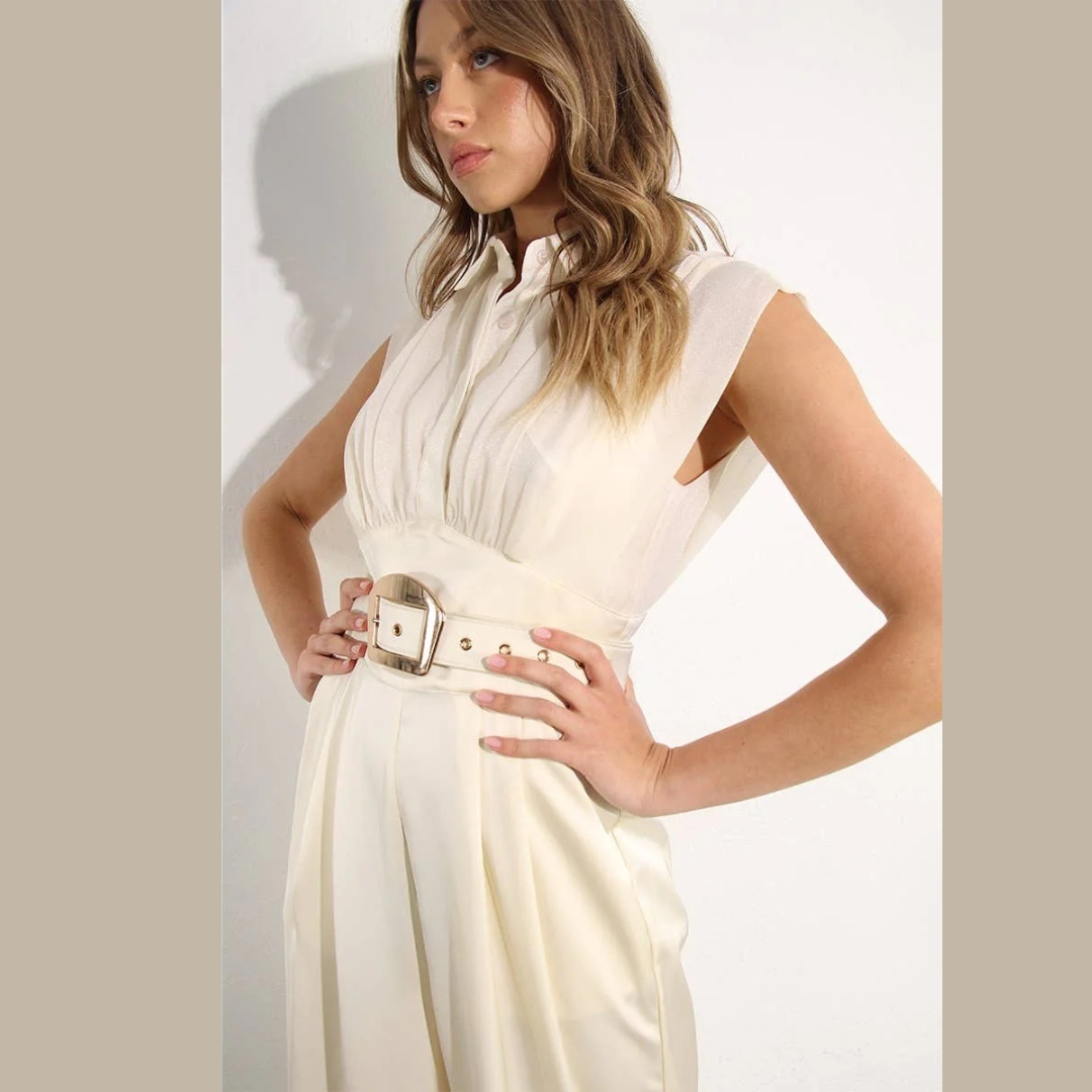 The Isabella Pleated Satin Jumpsuit