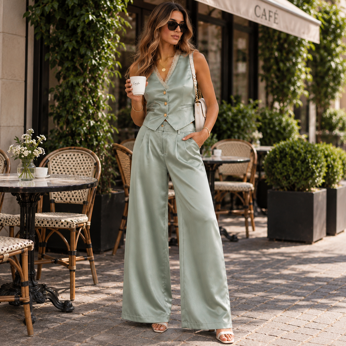 Sage Satin Elegance Set