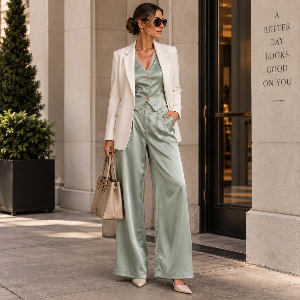 Sage Satin Elegance Set