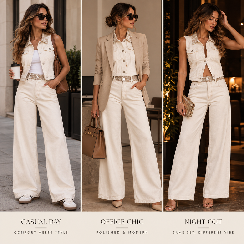 Ivory Denim Chic Set