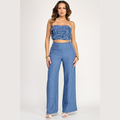 Denim Bloom Two-Piece Set