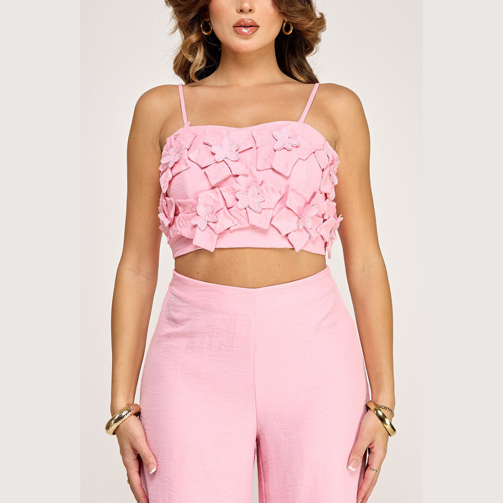 Denim Bloom Two-Piece Set