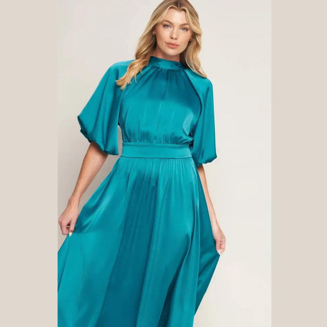 The Valentina Emerald Backless Midi Dress
