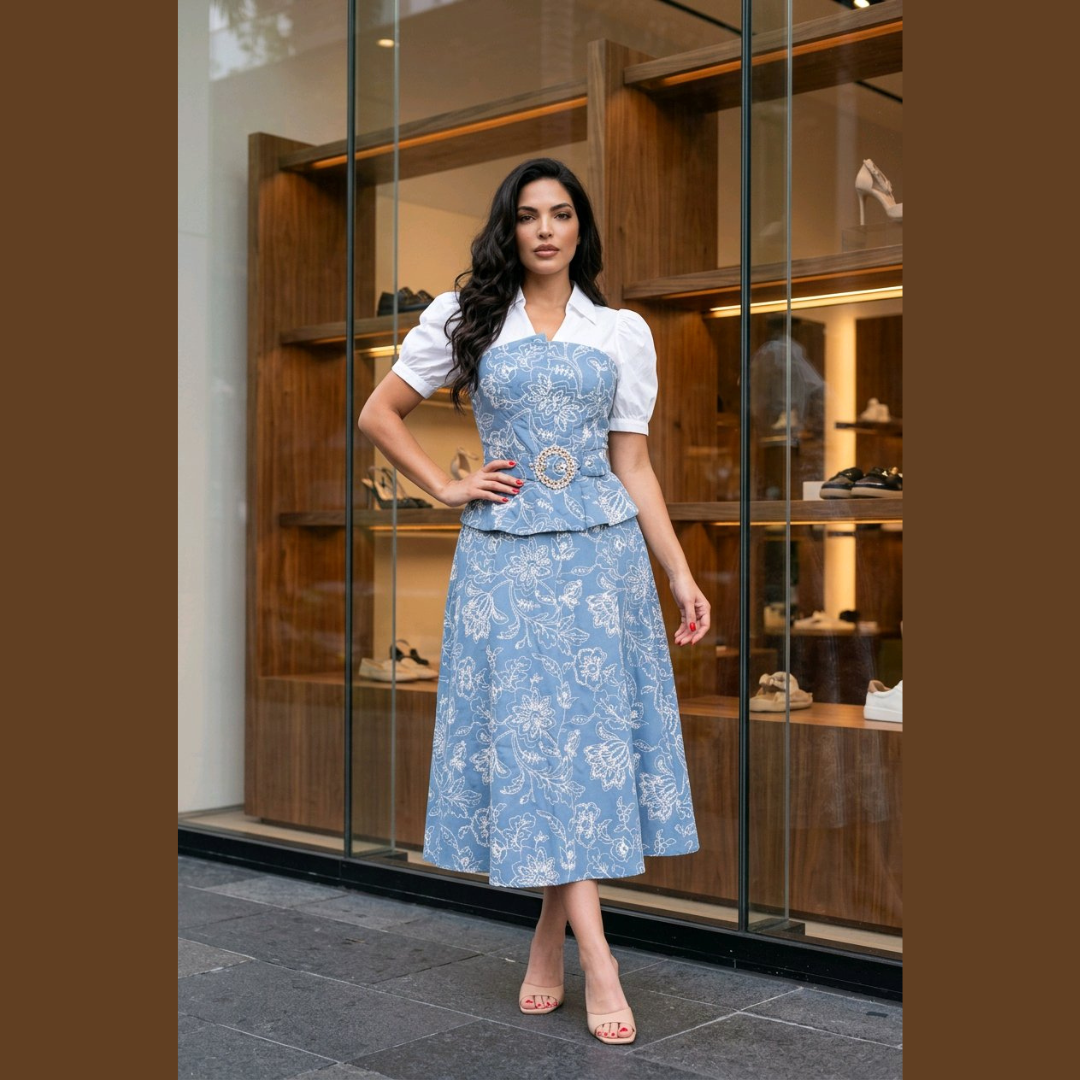 Bluebell Grace Embroidered Midi Dress