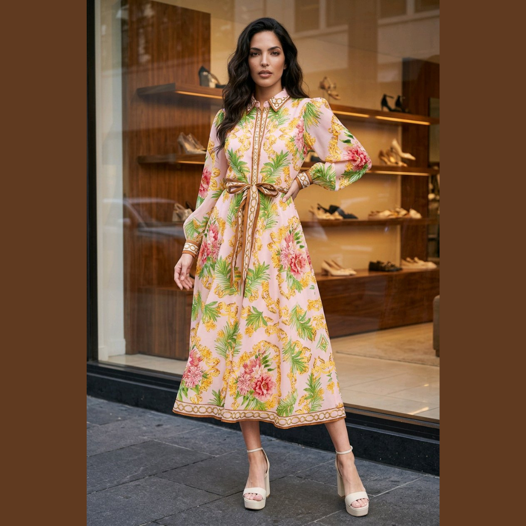The Sofia Garden Print Midi Dress