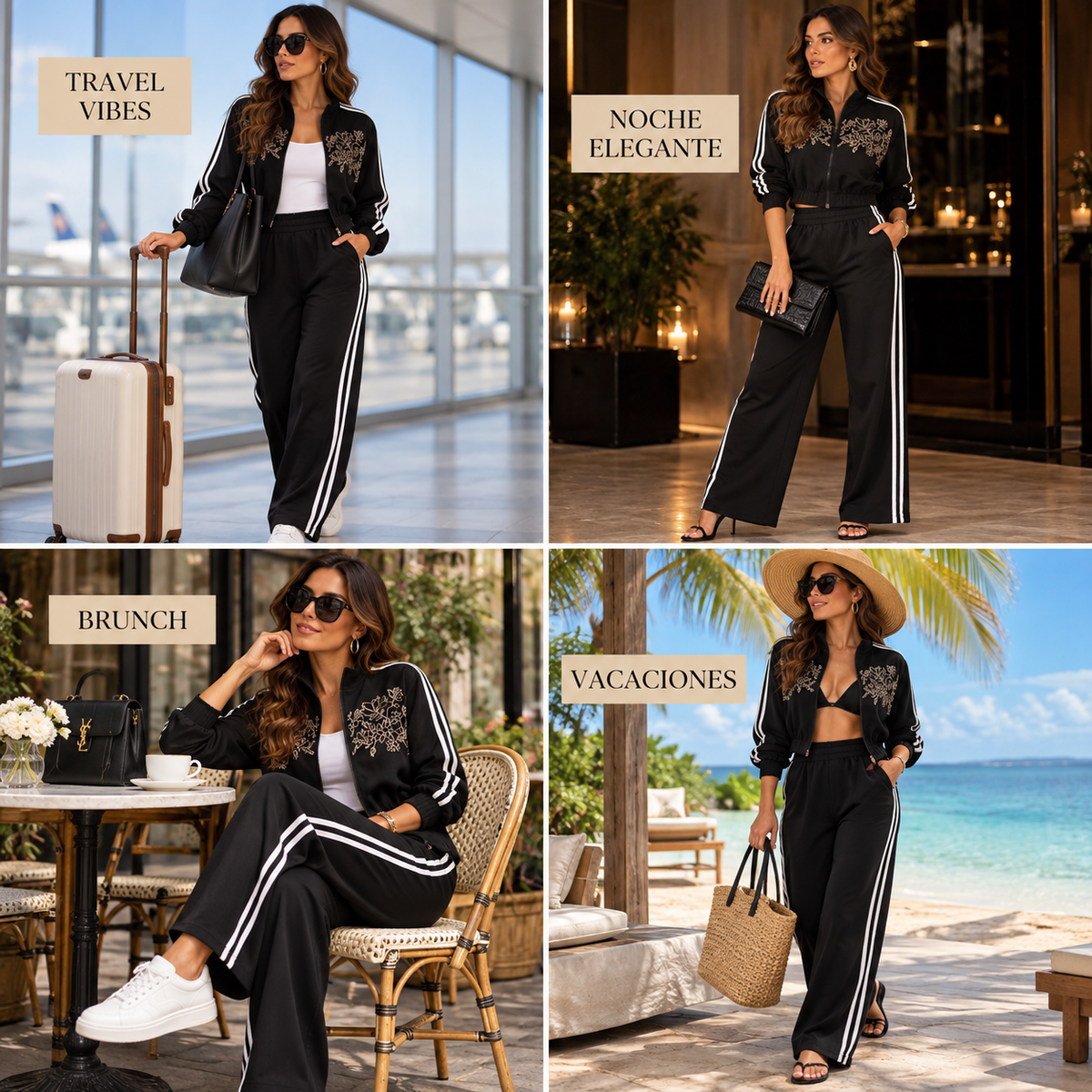 Set Negro Bordado Sport Chic
