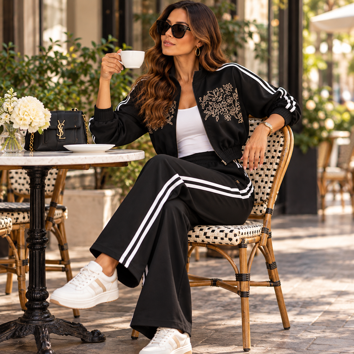 Set Negro Bordado Sport Chic