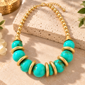 Collar Statement Aqua & Gold